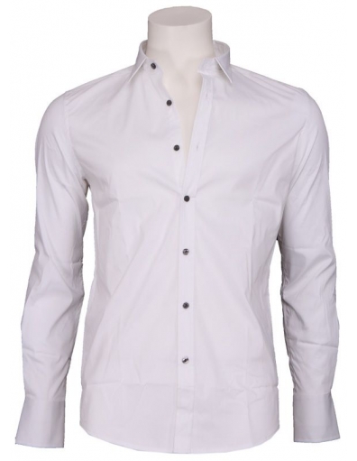 Basic popeline stretch cotton shirt - Overhemden - Wit - Antony Morato