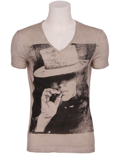 Denim farm vneck beige - T-shirts - Beige - Antony Morato